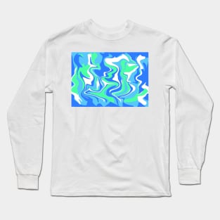 Abstract Marble Swirl Texture - Ocean Tones Inspired Organic Flow Long Sleeve T-Shirt